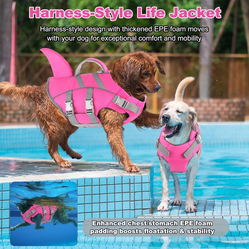 Dogcheer Shark Fin Dog Life Jacket, Adjustable Dog Harness Life Vest for Swimming Boating, Reflective Puppy Swim Vest Pet Flotation Device for Small Medium Large Dogs -Pink, XL - Image 3